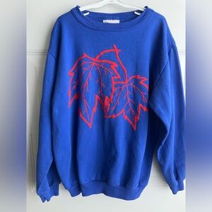 Vintage Girl Guides of Canada 80s 90s maple leaf sweater blue red large